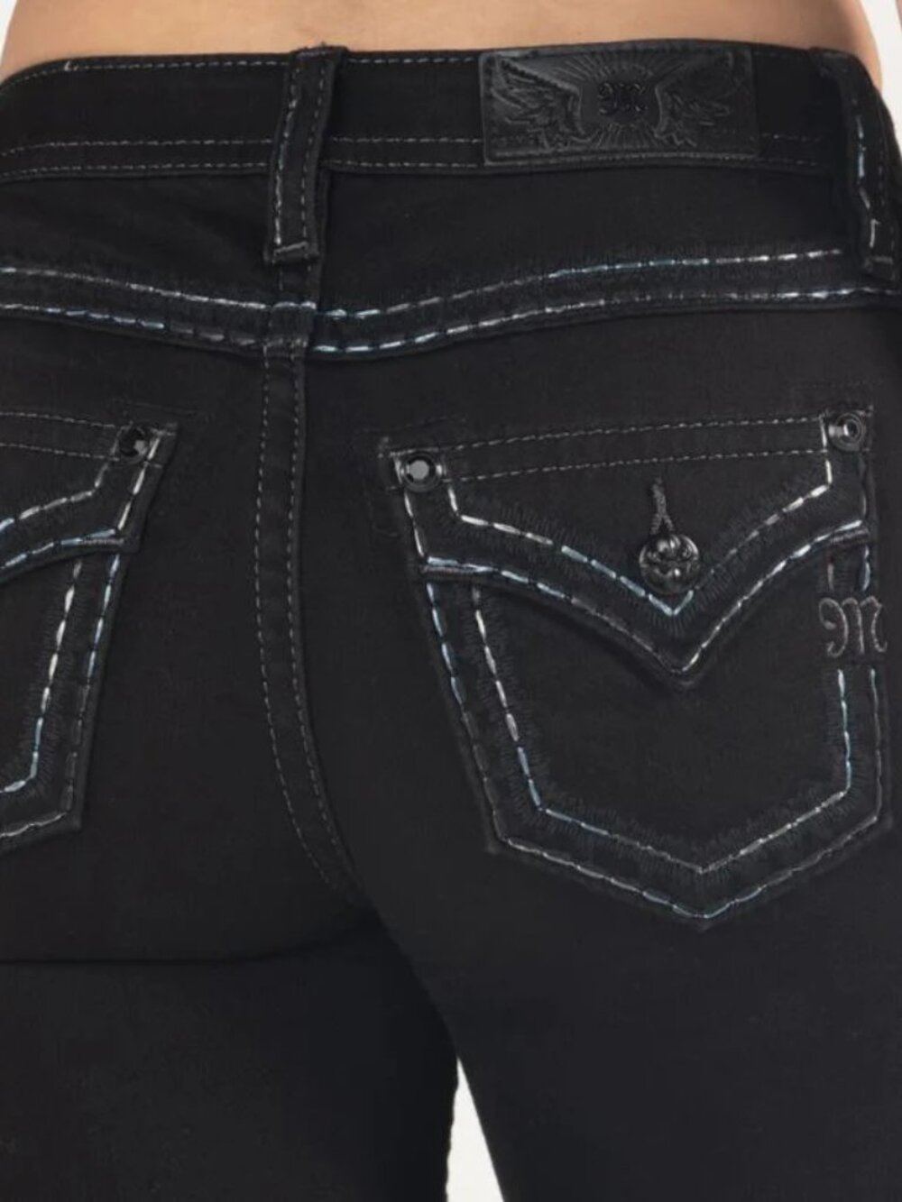 Miss Me Women's  Mid Rise Easy Skinny Leg Denim Jeans Size 31 Black .
